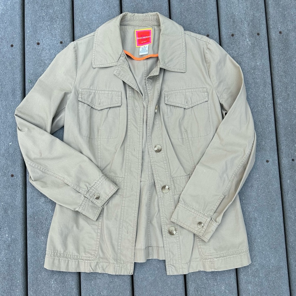 Isaac Mizrahi Khaki Lightweight Multi- Pocket Utility Explorer Jacket